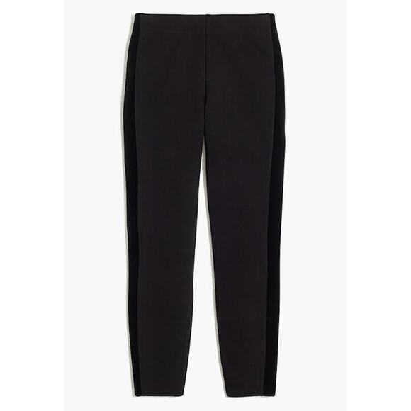 J.CREW $118 Black Ponte Knit Gigi Ankle Pant Velvet Tuxedo Stripe Size 2 - Picture 1 of 4